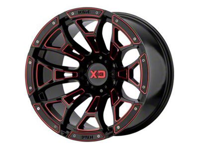 XD Boneyard Gloss Black Milled with Red Tint 6-Lug Wheel; 20x10; -18mm Offset (99-06 Silverado 1500)