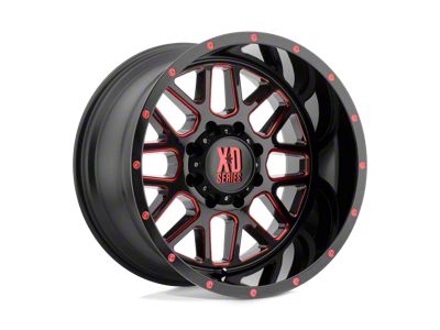 XD Grenade Satin Black Milled with Red Clear Coat 6-Lug Wheel; 20x12; -44mm Offset (99-06 Silverado 1500)