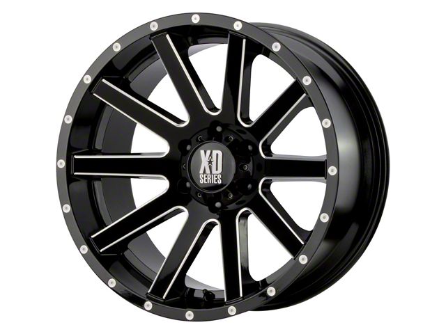 XD Heist Gloss Black Milled 6-Lug Wheel; 20x10; -24mm Offset (99-06 Silverado 1500)