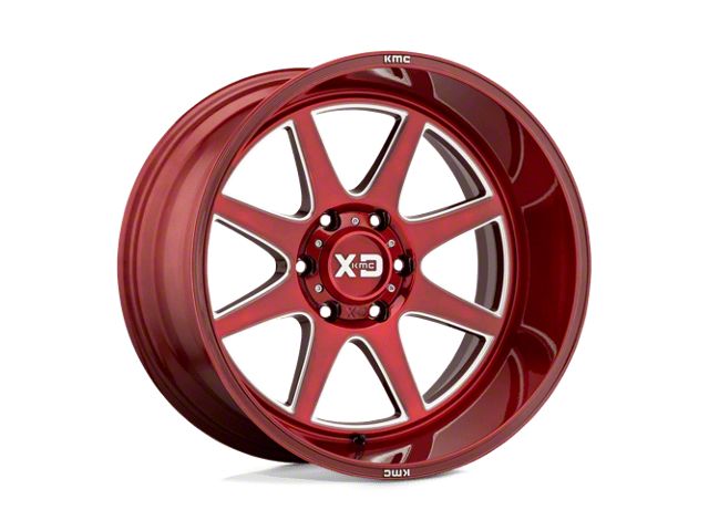 XD Pike Brushed Red with Milled Accent 6-Lug Wheel; 20x10; -18mm Offset (99-06 Silverado 1500)