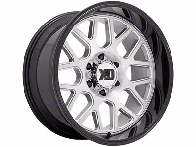 XD Grenade 2 Brushed Milled with Gloss Black Lip 6-Lug Wheel; 20x9; 0mm Offset (23-24 Canyon)