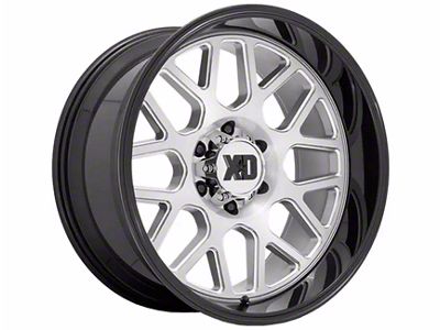 XD Grenade 2 Brushed Milled with Gloss Black Lip 6-Lug Wheel; 22x10; -18mm Offset (23-24 Canyon)