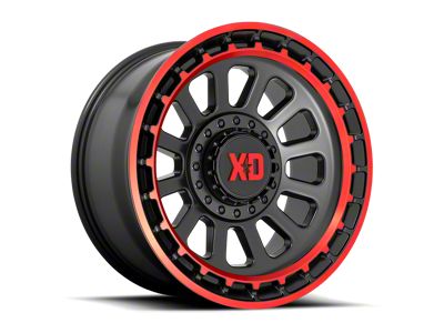 XD Omega Satin Black Machined with Red Tint 6-Lug Wheel; 17x9; -12mm Offset (23-24 Canyon)