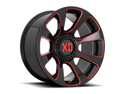 XD Reactor Gloss Black Milled with Red Tint 6-Lug Wheel; 20x10; -18mm Offset (23-24 Canyon)