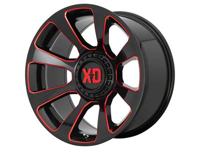 XD Reactor Gloss Black Milled with Red Tint 6-Lug Wheel; 20x9; 18mm Offset (23-24 Colorado)