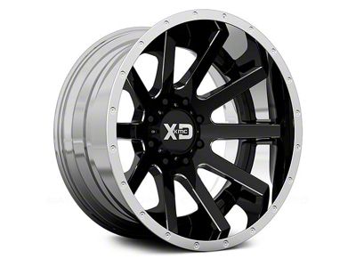 XD Heist Gloss Black Milled with Center Chrome Lip 5-Lug Wheel; 20x12; -44mm Offset (05-11 Dakota)