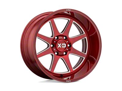 XD Pike Brushed Red with Milled Accent 8-Lug Wheel; 20x9; 18mm Offset (23-26 F-250 Super Duty)