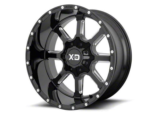 XD Mammoth Gloss Black Milled 6-Lug Wheel; 24x14; -76mm Offset (14-18 Silverado 1500)