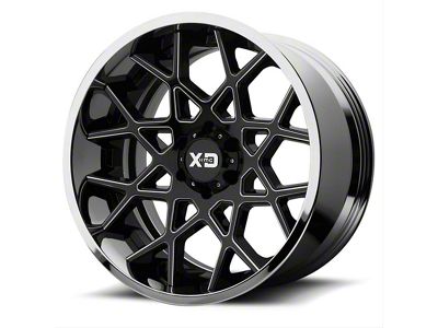 XD Chopstix Gloss Black Milled with Center Chrome Lip 5-Lug Wheel; 20x12; -44mm Offset (09-18 RAM 1500)