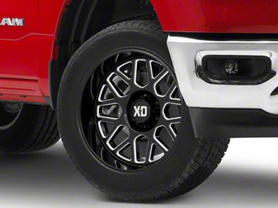 XD Grenade 2 Gloss Black Milled 6-Lug Wheel; 20x10; -18mm Offset (19-24 RAM 1500)