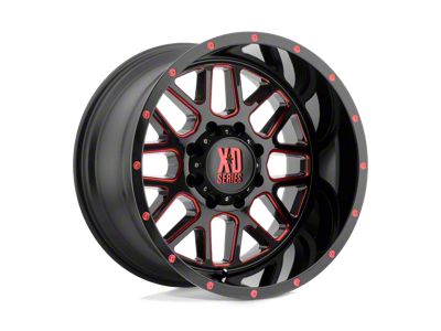 XD Grenade Satin Black Milled with Red Clear Coat 6-Lug Wheel; 20x12; -44mm Offset (19-25 RAM 1500)