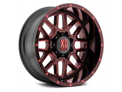 XD Grenade Satin Black Milled with Red Clear Coat 6-Lug Wheel; 20x9; 0mm Offset (19-24 RAM 1500)