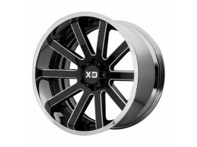 XD Heist Gloss Black Milled with Center Chrome Lip 5-Lug Wheel; 20x12; -44mm Offset (09-18 RAM 1500)