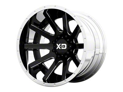 XD Heist Gloss Black Milled with Chrome Lip 6-Lug Wheel; 22x10; -18mm Offset (19-25 RAM 1500)