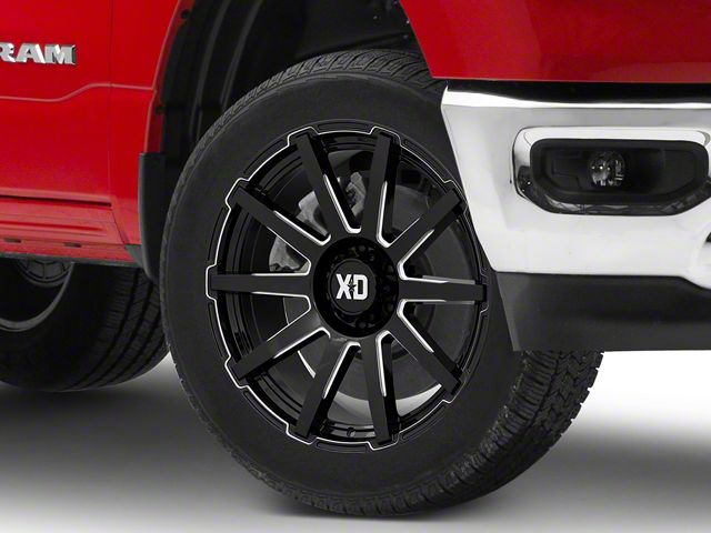 XD Outbreak Gloss Black Milled 6-Lug Wheel; 22x10; 12mm Offset (19-24 RAM 1500)