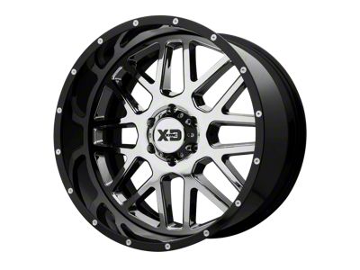 XD Grenade Chrome Center with Gloss Black Milled Lip 6-Lug Wheel; 20x10; -18mm Offset (19-23 Ranger)