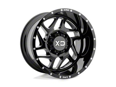 XD Fury Gloss Black Milled 8-Lug Wheel; 20x12; -44mm Offset (07-10 Sierra 2500 HD)