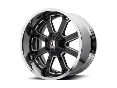 XD Buck 25 Gloss Black Milled Center with Chrome Lip 6-Lug Wheel; 22x12; -44mm Offset (19-25 Silverado 1500)