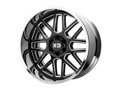 XD Grenade Gloss Black Milled with Center Chrome Lip 6-Lug Wheel; 20x10; -18mm Offset (19-25 Silverado 1500)