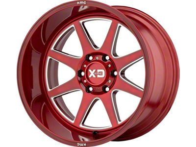 XD Pike Brushed Red Milled 6-Lug Wheel; 22x10; -18mm Offset (19-26 Silverado 1500)