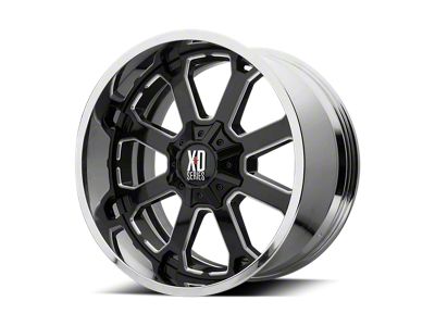 XD Buck 25 Gloss Black Milled Center with Chrome Lip 8-Lug Wheel; 20x12; -44mm Offset (20-24 Silverado 2500 HD)