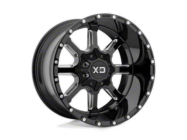 XD Mammoth Gloss Black Milled 8-Lug Wheel; 20x12; -44mm Offset (07-10 Silverado 2500 HD)