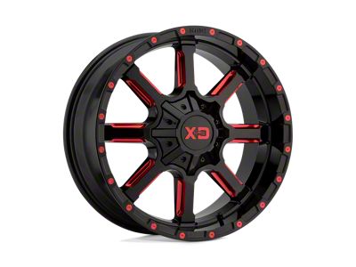 XD Mammoth Gloss Black Milled with Red Tint 8-Lug Wheel; 22x10; -18mm Offset (20-26 Silverado 3500 HD SRW)