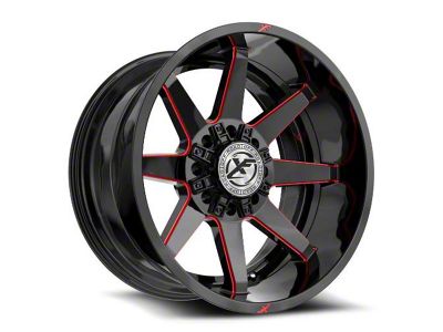 XF Offroad XF-236 Gloss Black and Red Milled 8-Lug Wheel; 20x10; -24mm Offset (01-06 Sierra 2500 HD)
