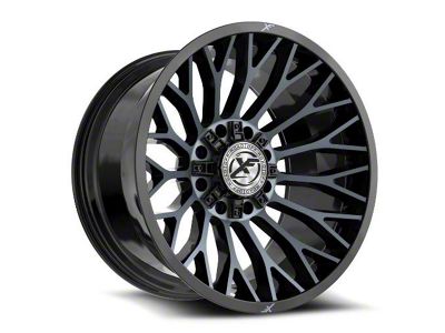XF Offroad XF-237 Gloss Black and Machined Titanium Double Dark Tint 8-Lug Wheel; 20x10; -12mm Offset (01-06 Sierra 2500 HD)