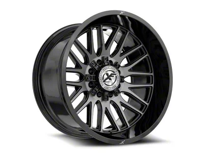 XF Offroad XF-240 Gloss Black and Brushed Double Dark Tint 8-Lug Wheel; 24x14; -76mm Offset (01-06 Sierra 2500 HD)