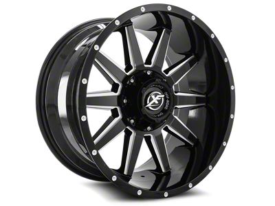 XF Offroad XF-219 Gloss Black and Milled 8-Lug Wheel; 18x9; 0mm Offset (01-06 Sierra 3500 HD SRW)