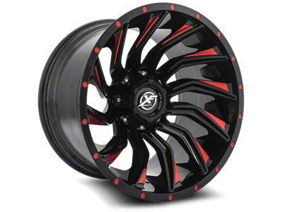 XF Offroad XF-224 Gloss Black and Red Milled 8-Lug Wheel; 22x12; -44mm Offset (01-06 Sierra 3500 HD SRW)