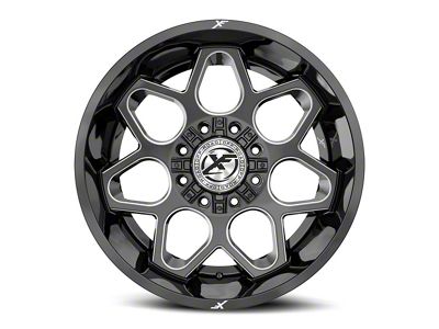 XF Offroad XF-233 Gloss Black and Milled 8-Lug Wheel; 20x12; -24mm Offset (01-06 Sierra 3500 HD SRW)