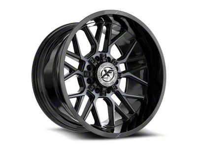 XF Offroad XF-235 Gloss Black and Machined Titanium Double Dark Tint 8-Lug Wheel; 22x12; -44mm Offset (01-06 Sierra 3500 HD SRW)