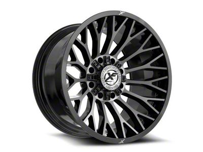 XF Offroad XF-237 Gloss Black and Brushed Double Dark Tint 8-Lug Wheel; 22x12; -44mm Offset (01-06 Silverado 2500 HD)