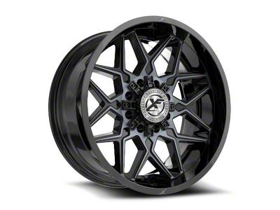 XF Offroad XF-238 Gloss Black and Machined Titanium Double Dark Tint 8-Lug Wheel; 20x10; -12mm Offset (01-06 Silverado 2500 HD)