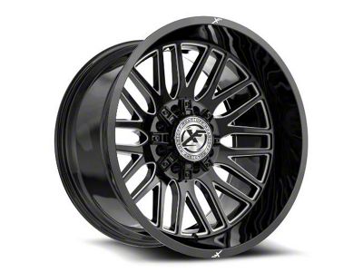 XF Offroad XF-240 Gloss Black and Milled 8-Lug Wheel; 24x12; -44mm Offset (01-06 Silverado 2500 HD)