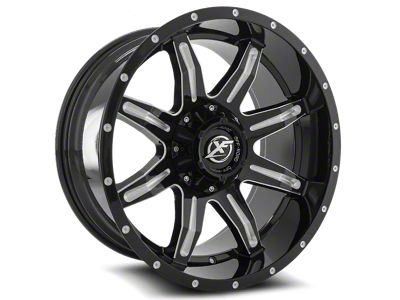 XF Offroad XF-215 Gloss Black and Milled 8-Lug Wheel; 20x9; 0mm Offset (01-06 Silverado 3500 HD SRW)