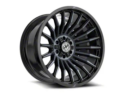 XF Offroad XF-231 Gloss Black and Machined Titanium Double Dark Tint 8-Lug Wheel; 20x10; -12mm Offset (01-06 Silverado 3500 HD SRW)