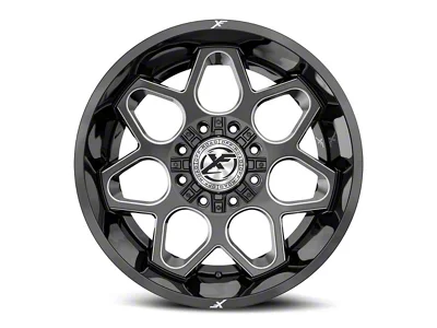 XF Offroad XF-233 Gloss Black and Milled 8-Lug Wheel; 20x12; -44mm Offset (01-06 Silverado 3500 HD SRW)