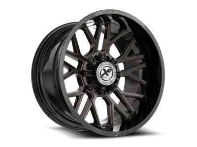 XF Offroad XF-235 Gloss Black and Bronze Milled 8-Lug Wheel; 20x10; -12mm Offset (01-06 Silverado 3500 HD SRW)