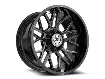 XF Offroad XF-235 Gloss Black and Milled 8-Lug Wheel; 20x10; -12mm Offset (01-06 Silverado 3500 HD SRW)