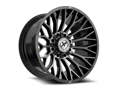 XF Offroad XF-237 Gloss Black and Brushed Double Dark Tint 8-Lug Wheel; 20x10; -12mm Offset (01-06 Silverado 3500 HD SRW)