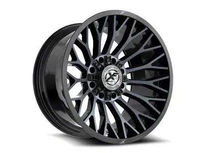 XF Offroad XF-237 Gloss Black and Machined Titanium Double Dark Tint 8-Lug Wheel; 20x12; -44mm Offset (01-06 Silverado 3500 HD SRW)