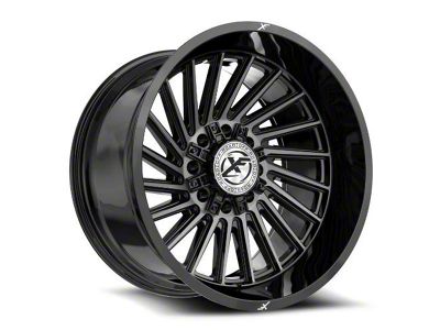 XF Offroad XF-239 Gloss Black and Brushed Double Dark Tint 8-Lug Wheel; 20x9; 0mm Offset (01-06 Silverado 3500 HD SRW)