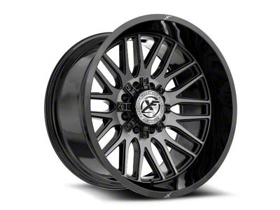 XF Offroad XF-240 Gloss Black and Brushed Double Dark Tint 8-Lug Wheel; 24x14; -76mm Offset (01-06 Silverado 3500 HD SRW)