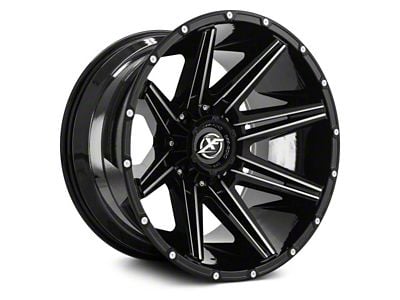 XF Offroad XF-220 Gloss Black Milled and Milled Dots 6-Lug Wheel; 17x9; 12mm Offset (04-08 F-150)