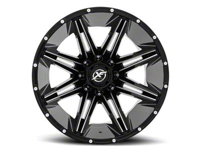 XF Offroad XF-220 Gloss Black Milled 8-Lug Wheel; 20x9; 0mm Offset (07-14 Sierra 3500 HD SRW)
