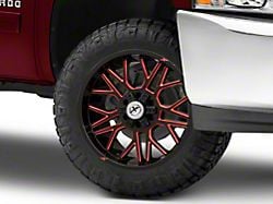 XF Offroad XF-235 Gloss Black Red Milled 6-Lug Wheel; 20x10; -12mm Offset (07-13 Silverado 1500)