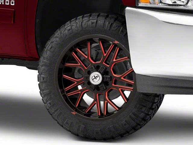 XF Offroad XF-235 Gloss Black Red Milled 6-Lug Wheel; 20x9; 12mm Offset (07-13 Silverado 1500)